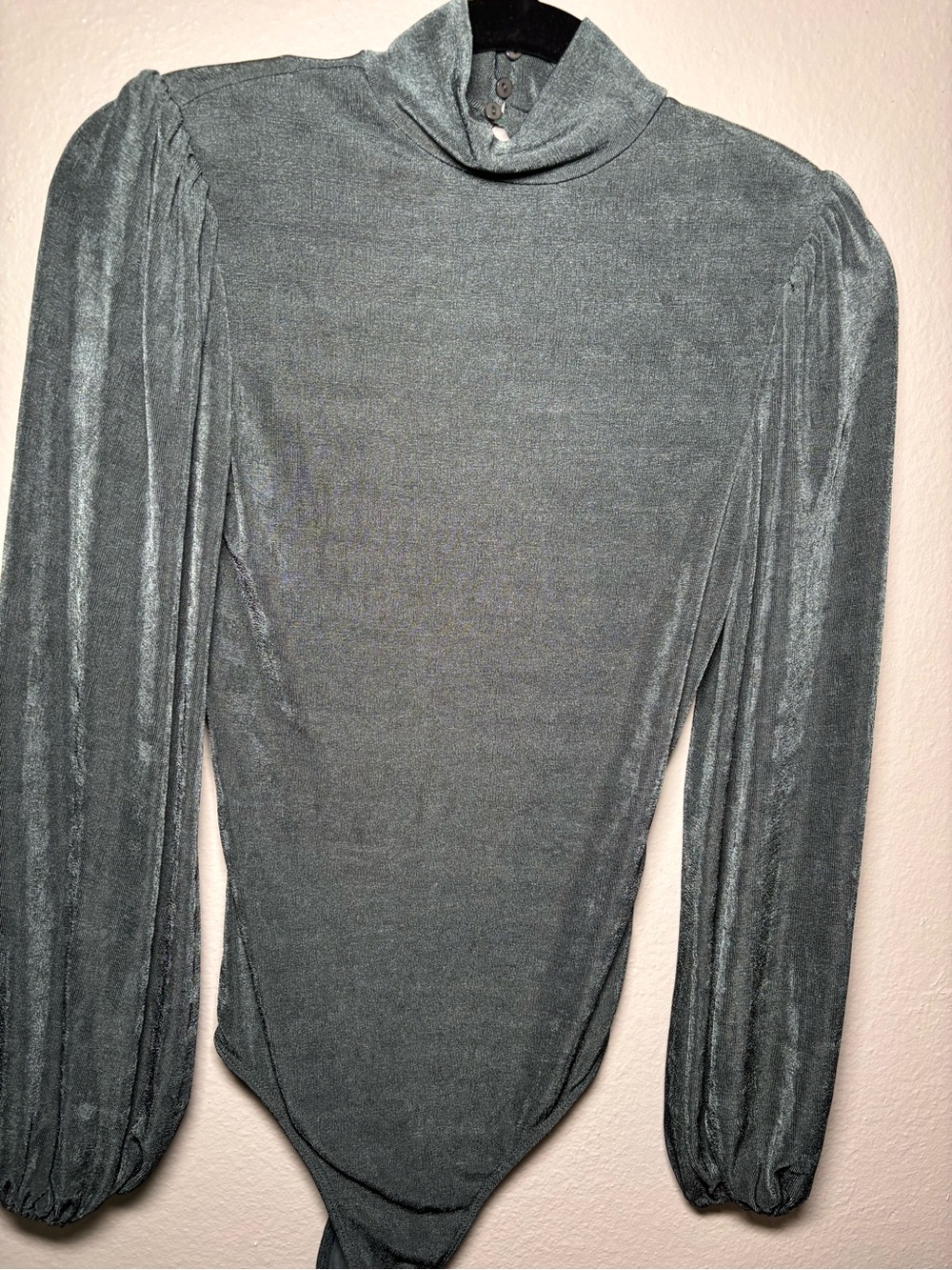 Astr Gray Mock Neck Long-Sleeve Bodysuit